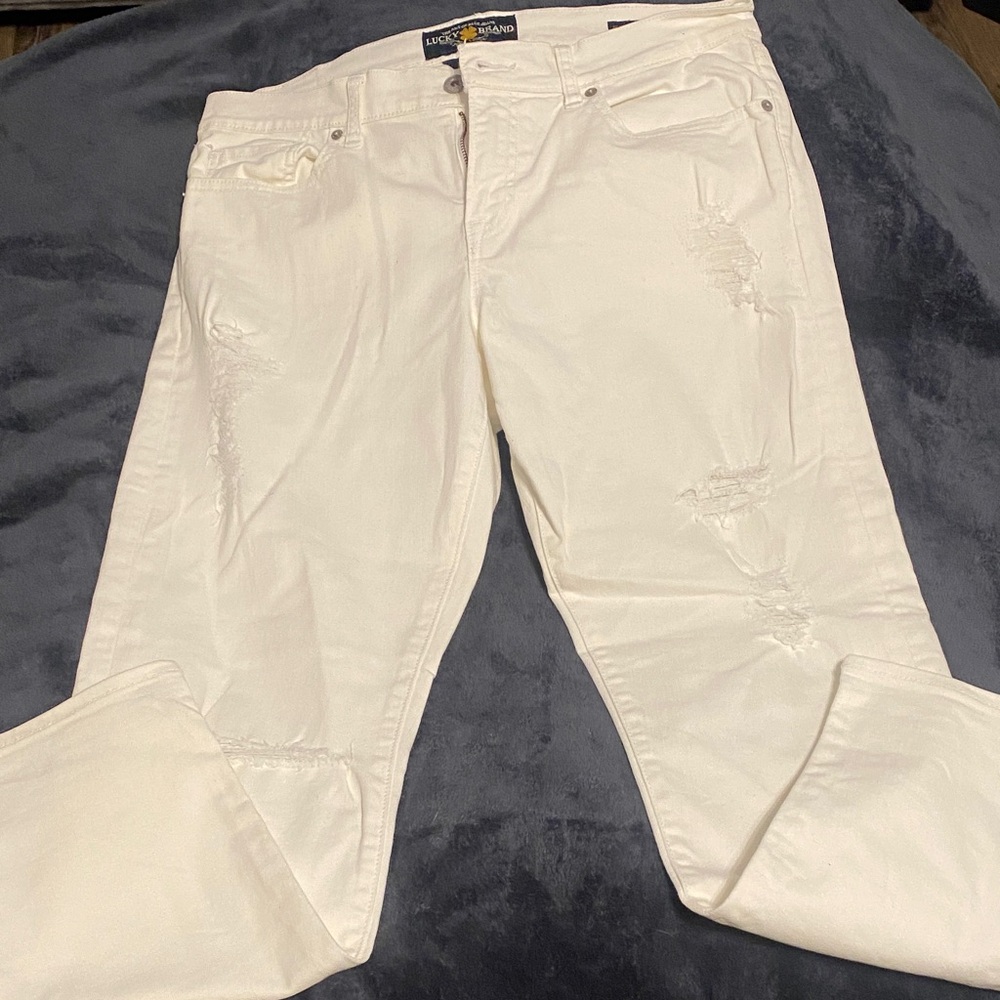 Lucky Brand Cream Distressed Jeans